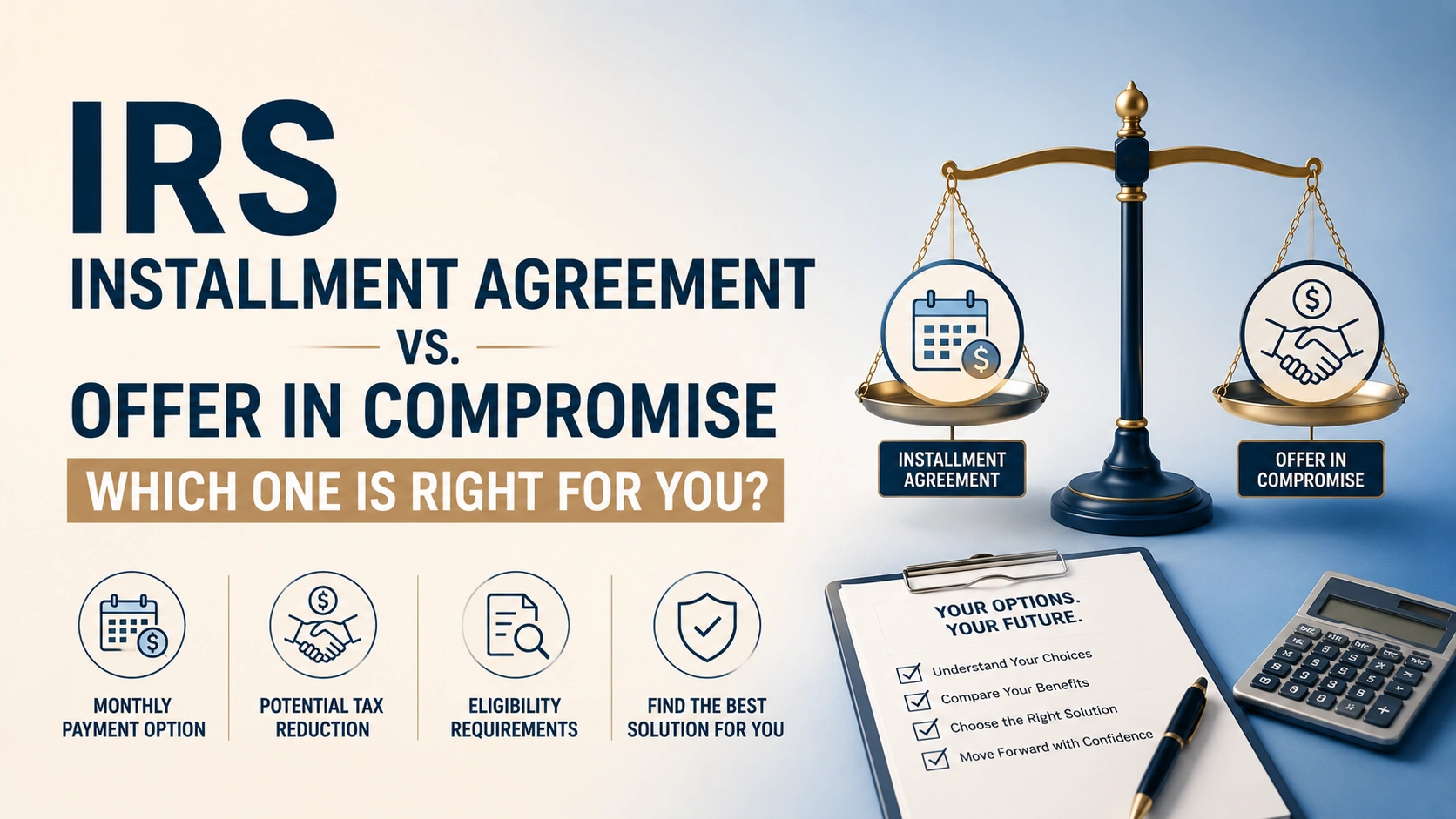IRS installment vs offer in compromise banner