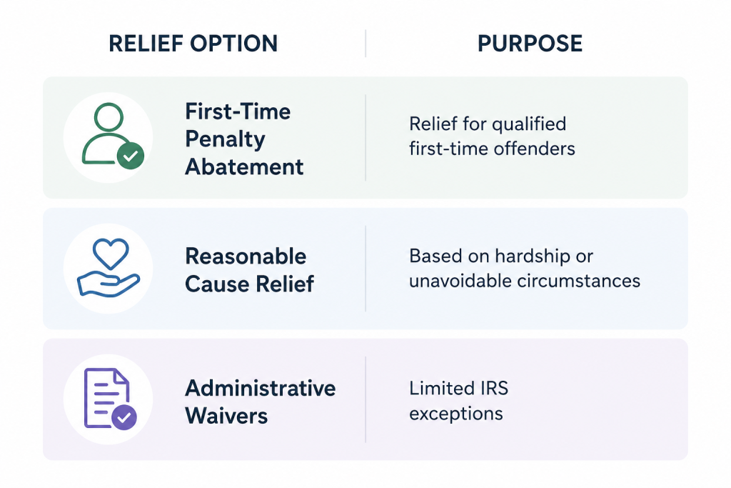 Common IRS Penalty Relief Programs