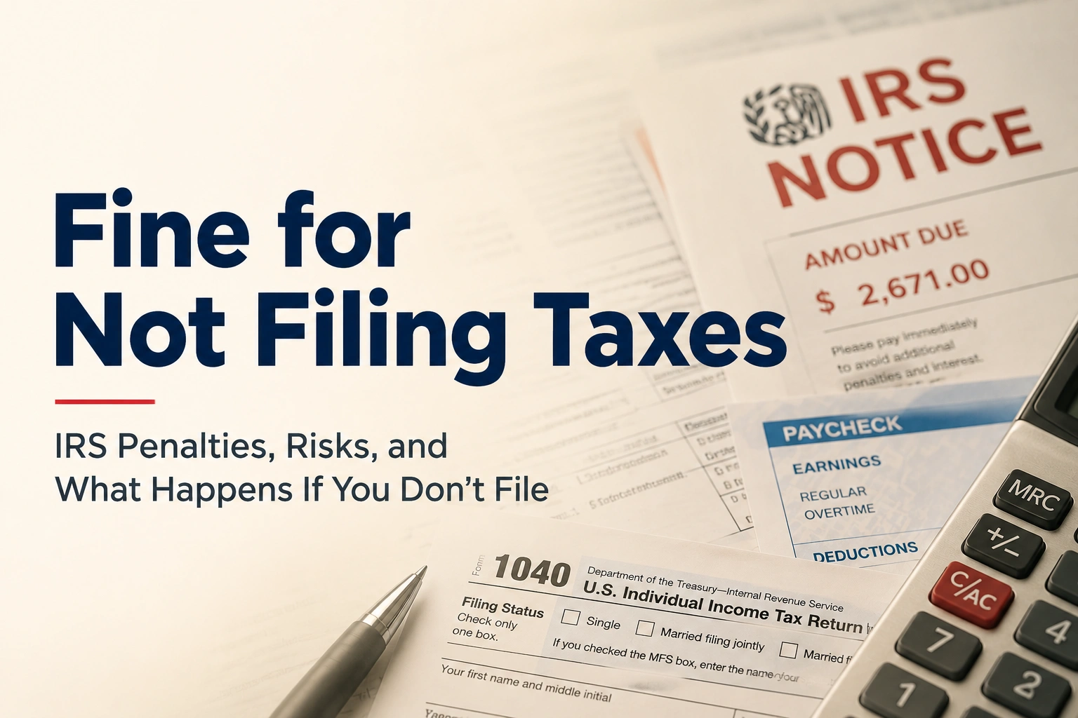 Fine for not filing taxes
