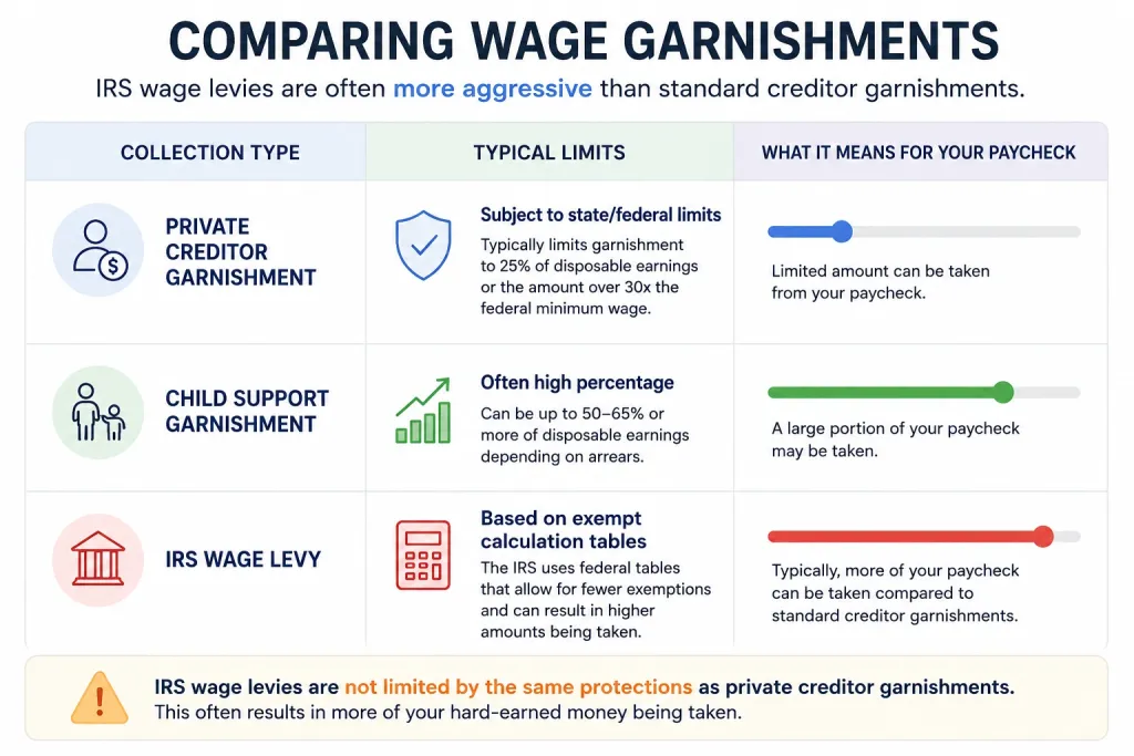 Comparing wage garnishments infographic