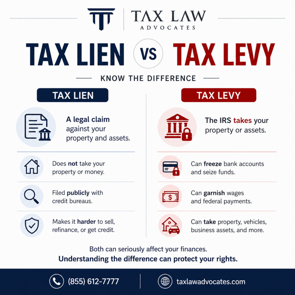 Tax lien vs tax levy comparison